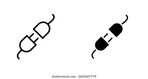 Plug connection flat Icons in line outline and flat solid style on white background