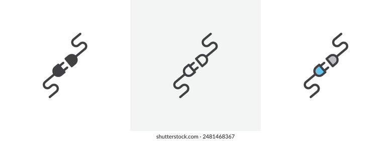 Plug connection icon symbol collection on white background.