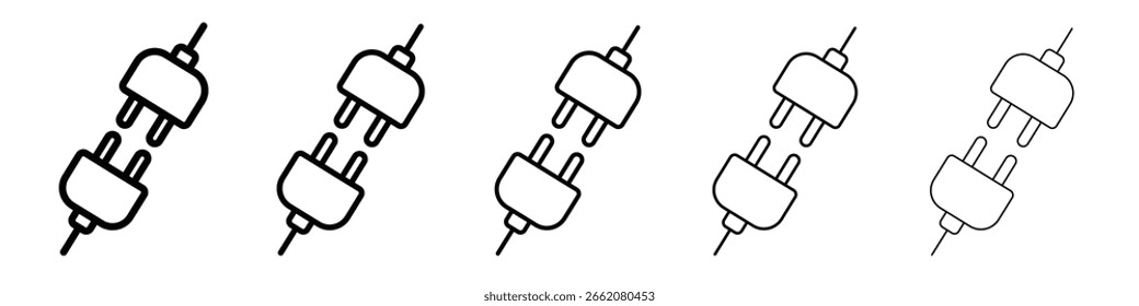 Ícone de conexão de plugue Conceito de símbolo para web design.ícone de vetor de linha simples. ilustração do logotipo.