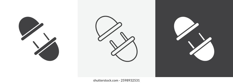 Plug connection icons in Thin line black color. flat simple vector symbols illustration.