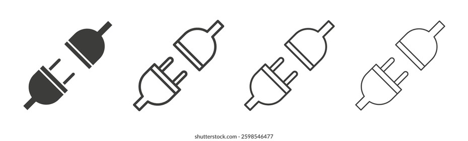 Plug connection line icon vector illustration set.