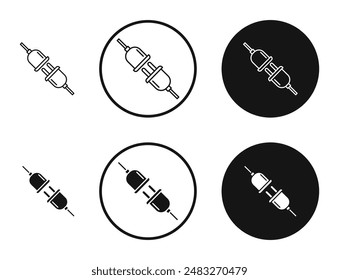 Plug connection outlined icon vector collection.