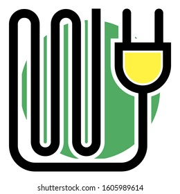 Plug with cord.
Device for connecting electrical appliances, flat, graphic image.