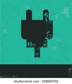 Plug design on green background,grunge vector