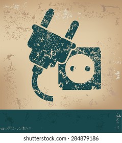 Plug design on old paper background,grunge concept,vector