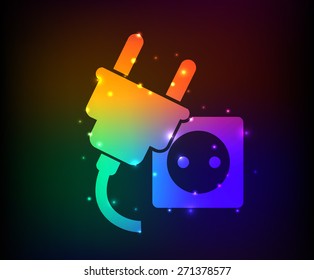 Plug design on rainbow concept background,clean vector