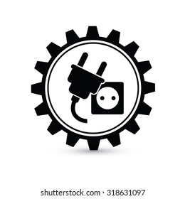 Plug design,gear concept on white background,clean vector
