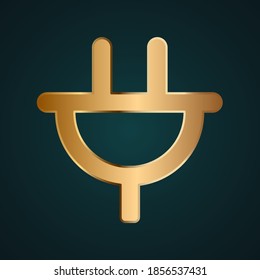 Plug up and down icon vector logo. Gradient gold metal with dark background