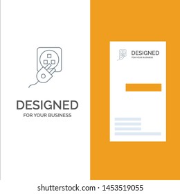 Plug, Electric, Electric, Cord, Charge Grey Logo Design and Business Card Template