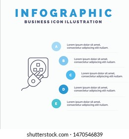 Plug, Electric, Electric, Cord, Charge Line icon with 5 steps presentation infographics Background. Vector Icon Template background