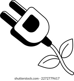 Plug Electric Green Leaf Ecología Electricidad Energía Semi-Sólida Transparente
