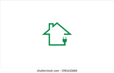 Plug Electric house icon logo in flat design vector template illustration 

