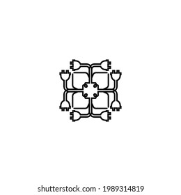Icono de la línea eléctrica de enchufe. Símbolo de fondo de afiche de energía verde de estilo sencillo. Enchufe el elemento de diseño del logotipo eléctrico. Impresión de camisetas. Vector para pegatinas.