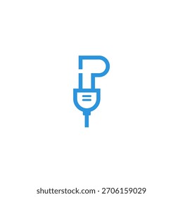 Stecker elektrische P-Buchstabe Logo-Design.