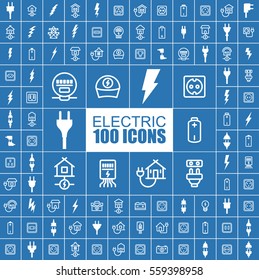 Plug, Electric, Socket, Adapter and Connector Vector Flat Icons.