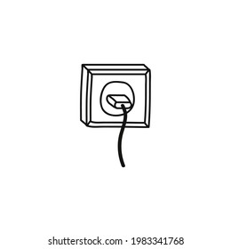 plug and electric socket. cartoon vector and illustration, hand drawn style, isolated on white background.