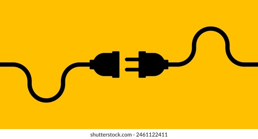 Plug. Electric Plug and Socket. Vector Illustration. Connection and Disconnection Concept. 