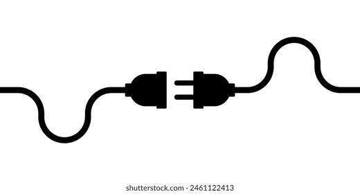 Plug. Electric Plug and Socket. Vector Illustration. Connection and Disconnection Concept. 