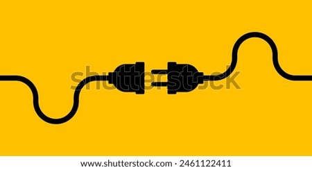 Plug. Electric Plug and Socket. Vector Illustration. Connection and Disconnection Concept. 