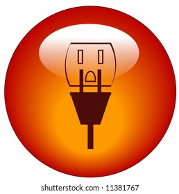 plug and electrical outlet button or icon - power - vector