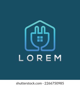 Logotipo de enchufe de electricidad y vivienda