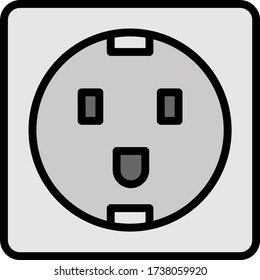 Enchufe el diseño del icono de color del vector de zócalo femenino, placa de 220CA montada sobre fondo blanco, concepto de placa eléctrica,