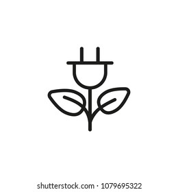 Plug flower icon. Power, resource, Green energy concept. Can be used for topics like electricity, efficiency, innovation, industry