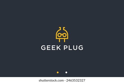 plug with geek logo design vector silhouette illustration