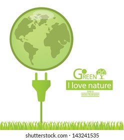 Plug. Go green. Save world. vector illustration.