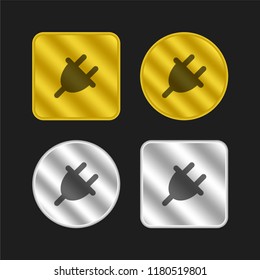 Plug gold and silver metallic coin logo icon design