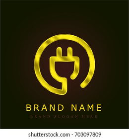 Plug golden metallic logo