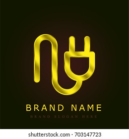 Plug golden metallic logo