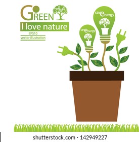 Plug. Green concepts save energy. save world. vector illustration.