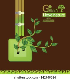 Plug. Green concepts save energy. save world. vector illustration.