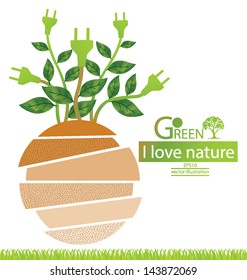 Plug. Green concepts save energy. save world. vector illustration.