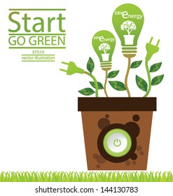 Plug. Green concepts save energy. save world. vector illustration.