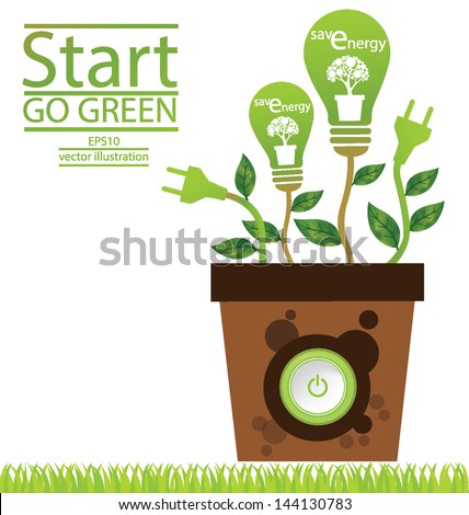 Plug. Green concepts save energy. save world. vector illustration.
