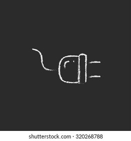 Plug hand drawn in chalk on a blackboard vector white icon isolated on a black background.
