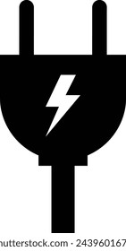 Plug and high voltage icon isolated on white background . Vector illustration