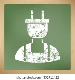 
Plug human design on old paper background, vector