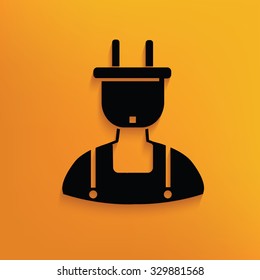 Plug human on yellow background,clean vector