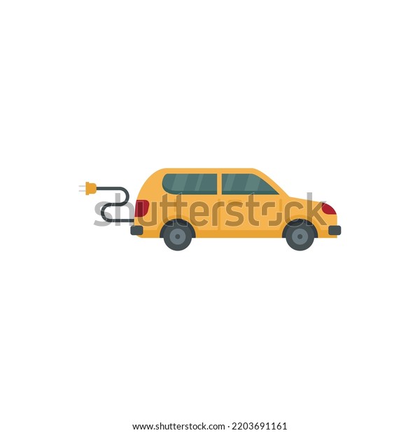 Plug in hybrid car\
icon. Flat illustration of Plug in hybrid car vector icon isolated\
on white background