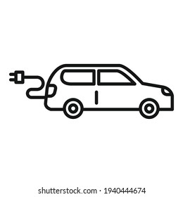 Plug in hybrid car icon. Outline Plug in hybrid car vector icon for web design isolated on white background