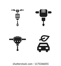 plug icon. 4 plug vector icons set. electric car and jackhammer icons for web and design about plug theme