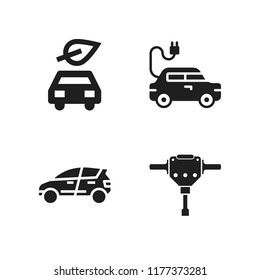 plug icon. 4 plug vector icons set. jackhammer, electric car and eco car icons for web and design about plug theme