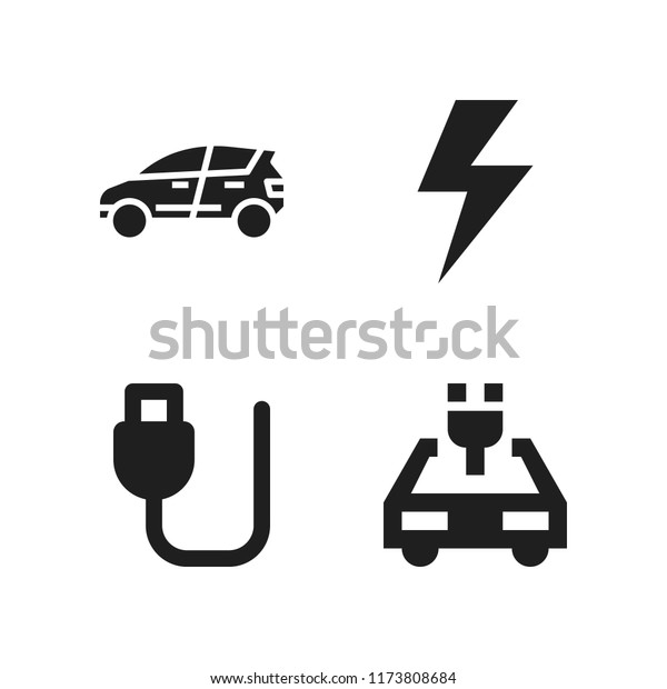 plug icon. 4\
plug vector icons set. eco car, usb cable and electricity icons for\
web and design about plug\
theme
