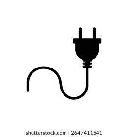 Plug icon with cable wire representing electrical connection vector
