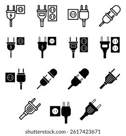 plug icon collection, style outline and glyph