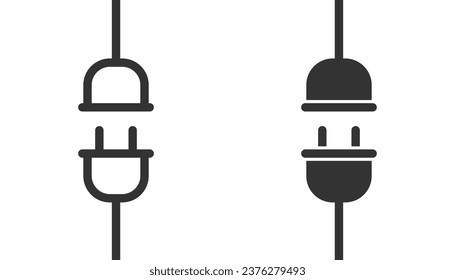 Plug icon. Connection symbol. Electricity, wired, error. Outline, flat and colored style icon for web design. Vector illustration.