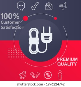 Plug icon. Customize your design with a navy and red colored background template